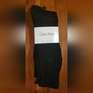 NEW Three (3) Calvin Klein Men's Black Dress Socks 62% Combined Cotton Size 7-12
